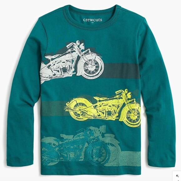 NWT J. Crew Boys' Aqua Green W/Motorcycle Graphic Long Sleeve Tee - Picture 10 of 10